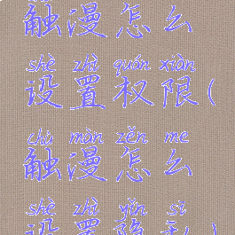 触漫怎么设置权限(触漫怎么设置隐私)