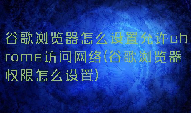 谷歌浏览器怎么设置允许chrome访问网络(谷歌浏览器权限怎么设置)