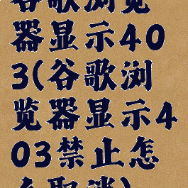 谷歌浏览器显示403(谷歌浏览器显示403禁止怎么取消)