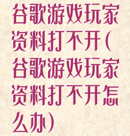 谷歌游戏玩家资料打不开(谷歌游戏玩家资料打不开怎么办)