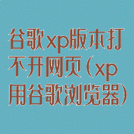 谷歌xp版本打不开网页(xp用谷歌浏览器)