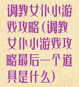 调教女仆小游戏攻略(调教女仆小游戏攻略最后一个道具是什么)