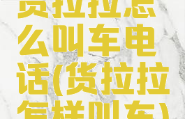 货拉拉怎么叫车电话(货拉拉怎样叫车)