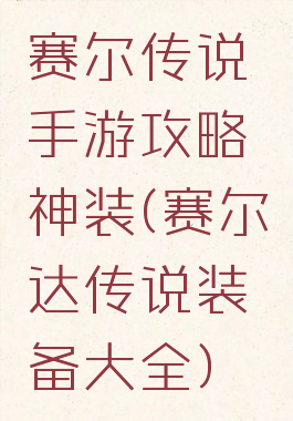 赛尔传说手游攻略神装(赛尔达传说装备大全)