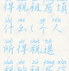 退个人所得税租房填什么(个人所得税退税的租房信息)