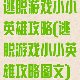 逃脱游戏小小英雄攻略(逃脱游戏小小英雄攻略图文)