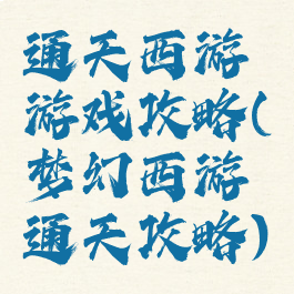 通天西游游戏攻略(梦幻西游通天攻略)