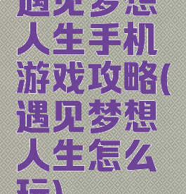 遇见梦想人生手机游戏攻略(遇见梦想人生怎么玩)