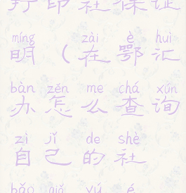 鄂汇办怎么打印社保证明(在鄂汇办怎么查询自己的社保卡余额?)