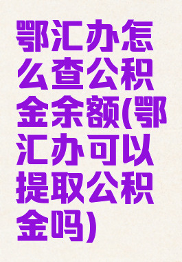 鄂汇办怎么查公积金余额(鄂汇办可以提取公积金吗)