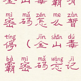 金山毒霸有密码怎么暂停(金山毒霸密码忘记)