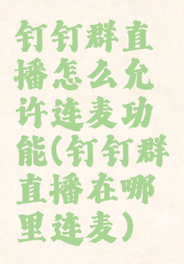 钉钉群直播怎么允许连麦功能(钉钉群直播在哪里连麦)