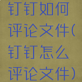 钉钉如何评论文件(钉钉怎么评论文件)