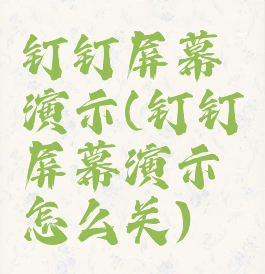 钉钉屏幕演示(钉钉屏幕演示怎么关)