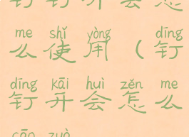 钉钉开会怎么使用(钉钉开会怎么操作)