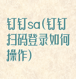 钉钉sa(钉钉扫码登录如何操作)