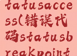 错误代码statusaccess(错误代码statusbreakpoint怎么修复)
