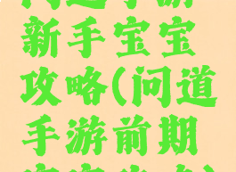 问道手游新手宝宝攻略(问道手游前期宝宝攻略)