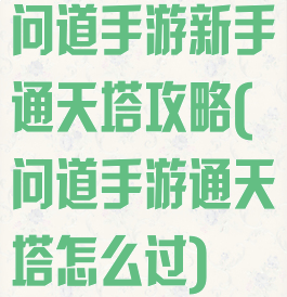 问道手游新手通天塔攻略(问道手游通天塔怎么过)