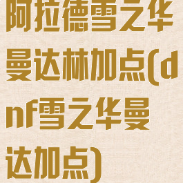 阿拉德雪之华曼达林加点(dnf雪之华曼达加点)