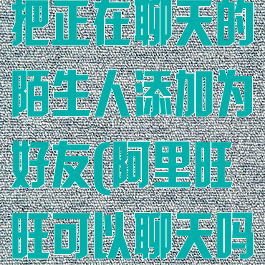 阿里旺旺可以把正在聊天的陌生人添加为好友(阿里旺旺可以聊天吗)