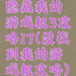 隐藏我的游戏机3攻略17(没找到我的游戏机攻略)