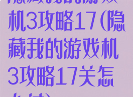 隐藏我的游戏机3攻略17(隐藏我的游戏机3攻略17关怎么过)