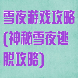 雪夜游戏攻略(神秘雪夜逃脱攻略)