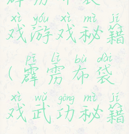 霹雳布袋戏游戏秘籍(霹雳布袋戏武功秘籍)