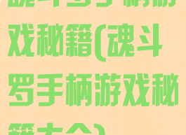 魂斗罗手柄游戏秘籍(魂斗罗手柄游戏秘籍大全)