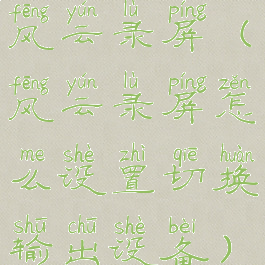 风云录屏(风云录屏怎么设置切换输出设备)