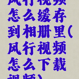 风行视频怎么缓存到相册里(风行视频怎么下载视频)
