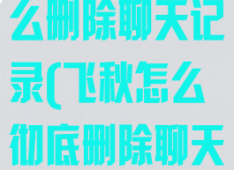 飞秋2013怎么删除聊天记录(飞秋怎么彻底删除聊天记录)