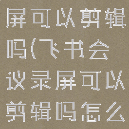 飞书会议录屏可以剪辑吗(飞书会议录屏可以剪辑吗怎么弄)