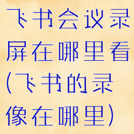 飞书会议录屏在哪里看(飞书的录像在哪里)