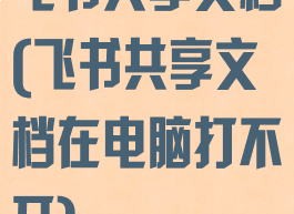 飞书共享文档(飞书共享文档在电脑打不开)