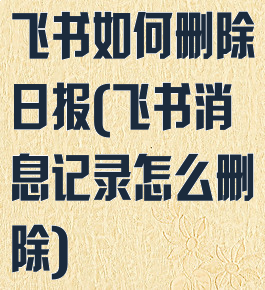 飞书如何删除日报(飞书消息记录怎么删除)