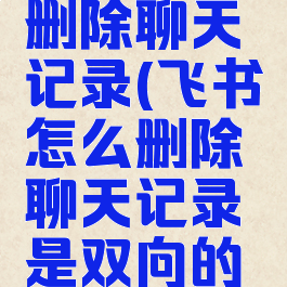 飞书怎么删除聊天记录(飞书怎么删除聊天记录是双向的吗)