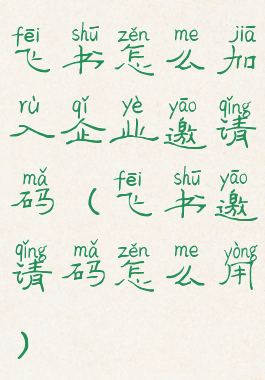 飞书怎么加入企业邀请码(飞书邀请码怎么用)