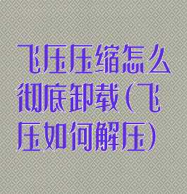 飞压压缩怎么彻底卸载(飞压如何解压)