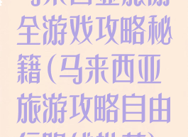 马来西亚旅游全游戏攻略秘籍(马来西亚旅游攻略自由行路线推荐)