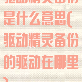 驱动精灵备份是什么意思(驱动精灵备份的驱动在哪里)