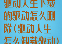 驱动人生下载的驱动怎么删除(驱动人生怎么卸载驱动)