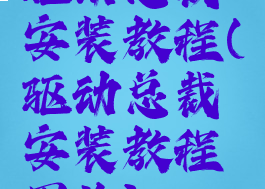 驱动总裁安装教程(驱动总裁安装教程图片)
