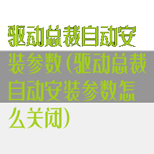 驱动总裁自动安装参数(驱动总裁自动安装参数怎么关闭)