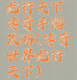 龙行天下传奇手游攻略(传奇世界龙行天下)