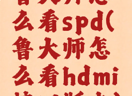 鲁大师怎么看spd(鲁大师怎么看hdmi接口版本)