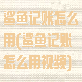鲨鱼记账怎么用(鲨鱼记账怎么用视频)
