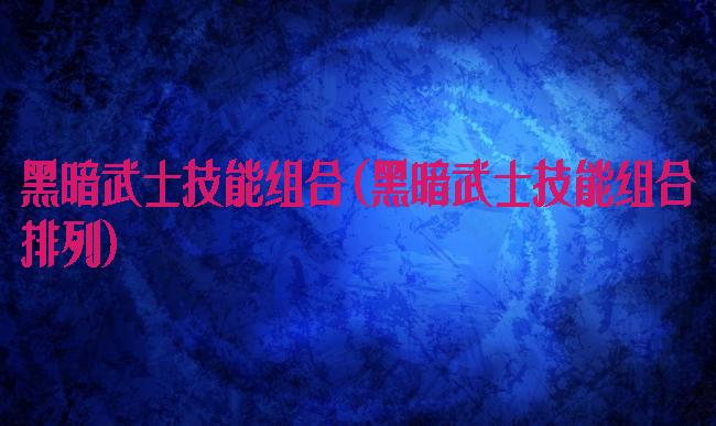 黑暗武士技能组合(黑暗武士技能组合排列)