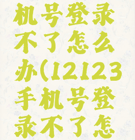 12123手机号登录不了怎么办(12123手机号登录不了怎么办呢)